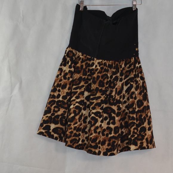 Animal Print Leopard Strapless Mini Dress SZ 11/12 Sele - Picture 1 of 11